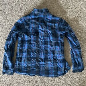 L.L. Bean Blue and Black Casual Button Down Shirt